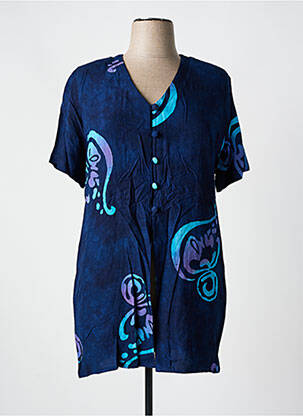 Tunique manches courtes coupe cintrée bleu GARUDA GARUZO femme