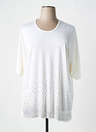 T-shirt stretch manches courtes blanc L'AUTRE MAILLE femme