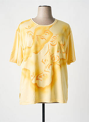 T-shirt imprimé fantaisie manches courtes jaune L'AUTRE MAILLE femme