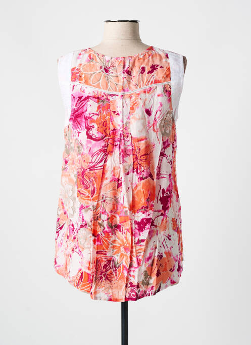 Blouse imprimé fleurs sans manche rose JAC JAC femme