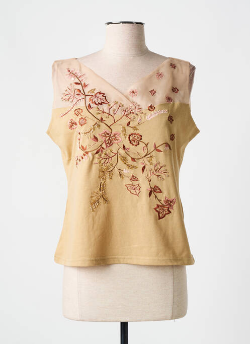 Débardeur col v sans manche beige ALOHA femme