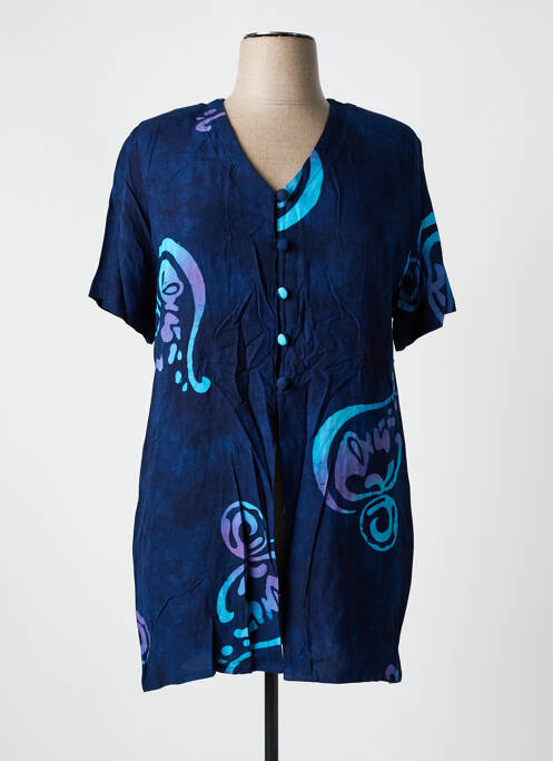 Tunique manches courtes coupe cintrée bleu GARUDA GARUZO femme