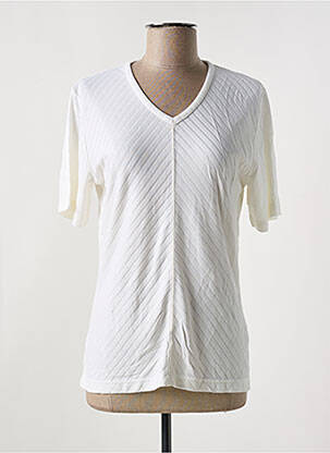 T-shirt col v manches courtes beige JANE R. femme