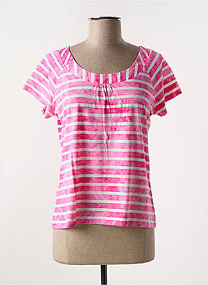 T-shirt stretch manches courtes rose LES MARINS DE JAC JAC femme