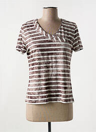 T-shirt col v manches courtes marron LES MARINS DE JAC JAC femme