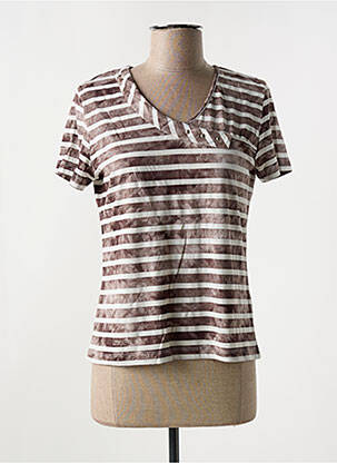 T-shirt col v manches courtes marron LES MARINS DE JAC JAC femme