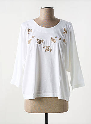 T-shirt manches 3/4 manches 3/4 blanc ALOHA femme