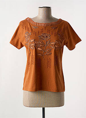 T-shirt coupe cintrée manches courtes orange ALOHA femme