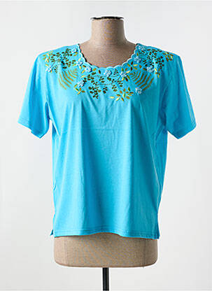 T-shirt stretch manches courtes bleu ALOHA femme