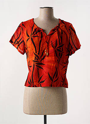 Top tissage crêpe manches courtes orange GARUDA GARUZO femme