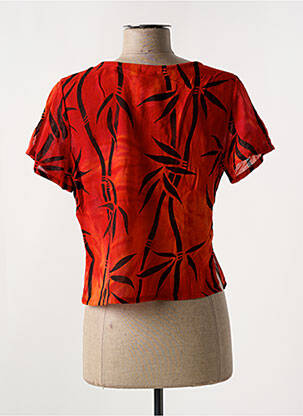 Top tissage crêpe manches courtes orange GARUDA GARUZO femme