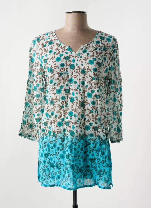 Tunique manches longues col v bleu JAC JAC femme