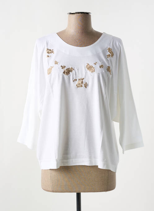 T-shirt stretch manches 3/4 blanc ALOHA femme