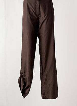 Pantalon droit fermeture zippée sous rabat avec crochet marron SOLOLA femme