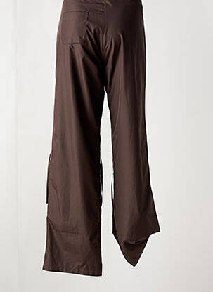 Pantalon droit fermeture zippée sous rabat avec crochet marron SOLOLA femme