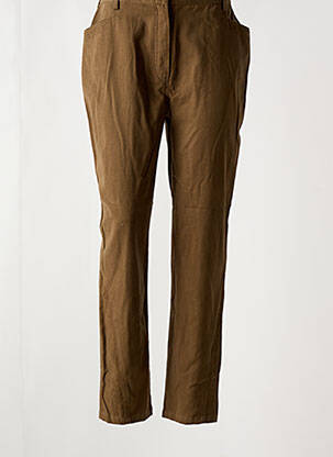 Pantalon droit fermeture zippée sous rabat boutonné marron JAC JAC femme