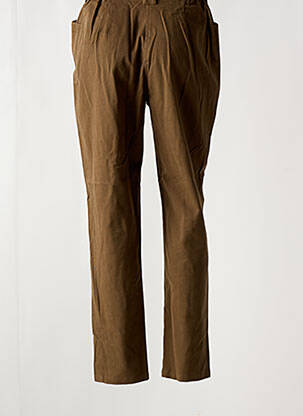 Pantalon droit fermeture zippée sous rabat boutonné marron JAC JAC femme