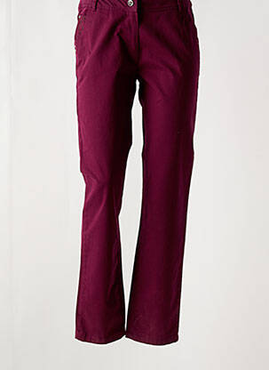 Pantalon droit fermeture zippée sous rabat boutonné violet JAC JAC femme