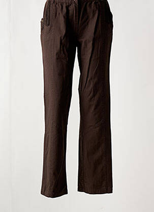 Pantalon droit fermeture zippée sous rabat boutonné marron JAC JAC femme
