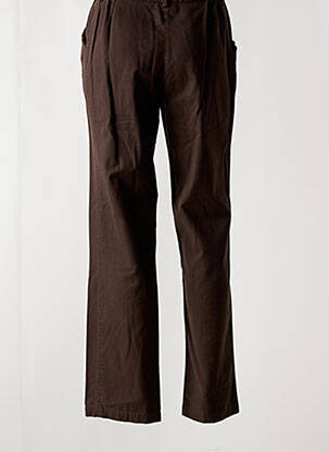 Pantalon droit fermeture zippée sous rabat boutonné marron JAC JAC femme