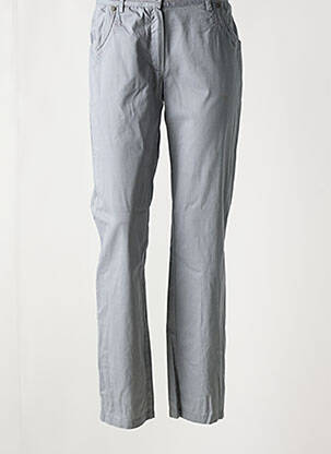 Pantalon droit fermeture zippée sous rabat boutonné gris JAC JAC femme