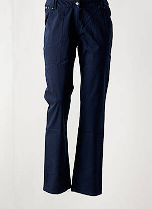 Pantalon droit fermeture zippée sous rabat boutonné bleu JAC JAC femme