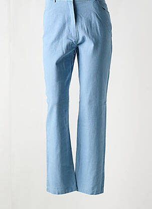 Pantalon droit fermeture zippée sous rabat boutonné bleu JAC JAC femme
