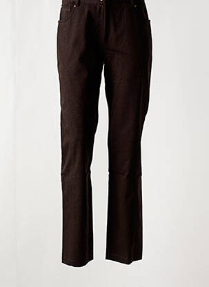 Pantalon droit fermeture zippée sous rabat boutonné marron JAC JAC femme