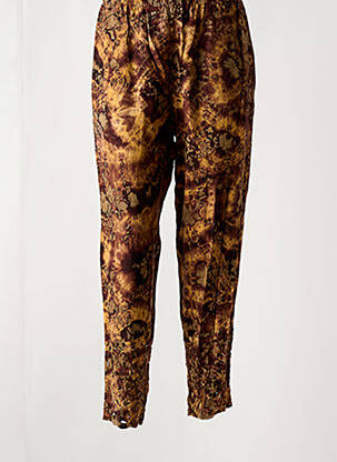 Pantalon droit taille élastique marron GARUDA GARUZO femme