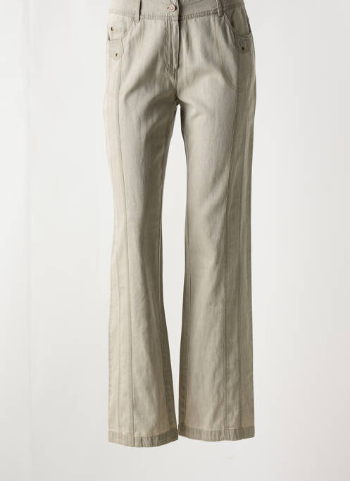 Pantalon droit fermeture zippée sous rabat boutonné gris AGATHE & LOUISE femme