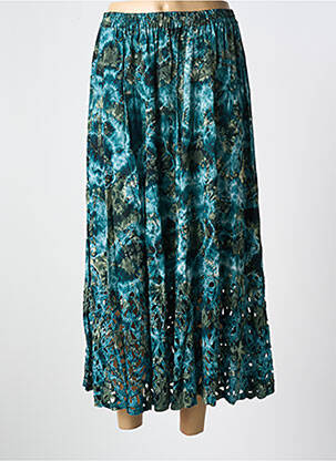 Jupe longue imprimé fantaisie bleu GARUDA GARUZO femme