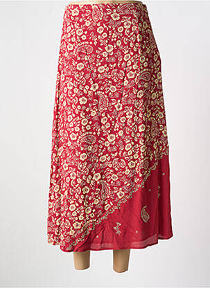 Jupe longue tissage crêpe rouge JAC JAC femme