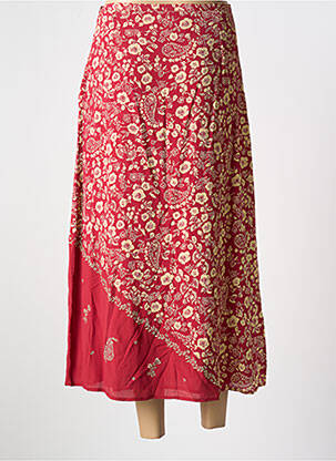 Jupe longue tissage crêpe rouge JAC JAC femme