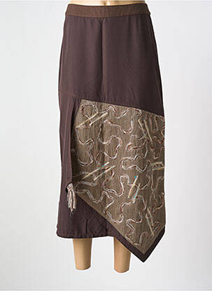 Jupe longue imprimé fantaisie marron JAC JAC femme