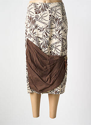 Jupe mi-longue coupe droite marron JAC JAC femme