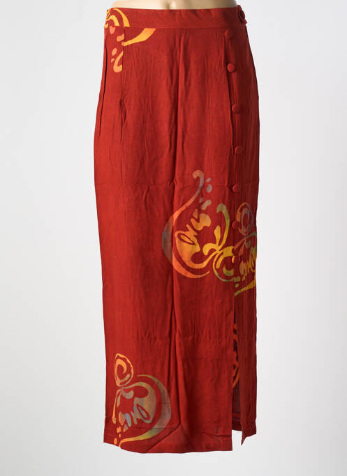 Jupe longue imprimé fantaisie orange GARUDA GARUZO femme