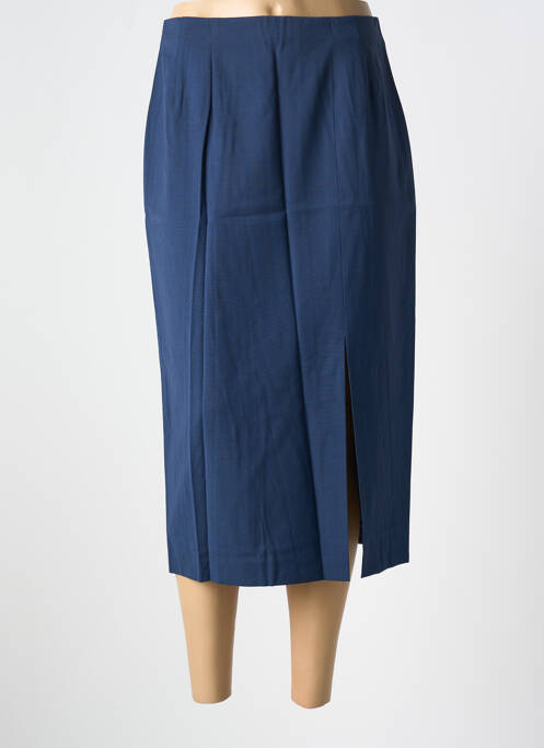 Jupe mi-longue coupe droite bleu PANDOLFI femme