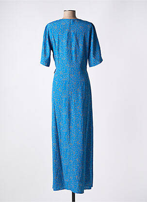 Robe longue imprimé fleurs manches courtes bleu ZILCH femme