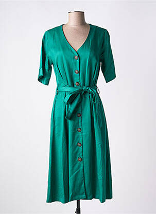 Robe mi-longue manches courtes manches courtes vert ZILCH femme