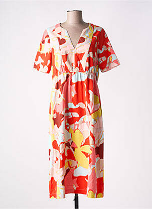 Robe mi-longue imprimé fleurs manches courtes orange WHITE STUFF femme