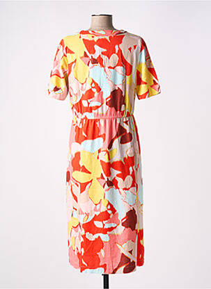 Robe mi-longue imprimé fleurs manches courtes orange WHITE STUFF femme
