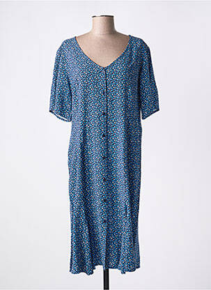 Robe mi-longue imprimé fantaisie manches courtes bleu CREAM femme