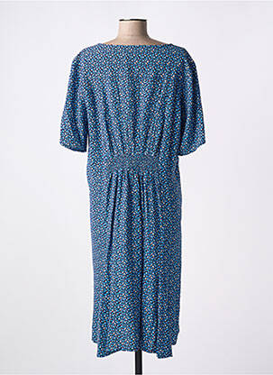 Robe mi-longue imprimé fantaisie manches courtes bleu CREAM femme