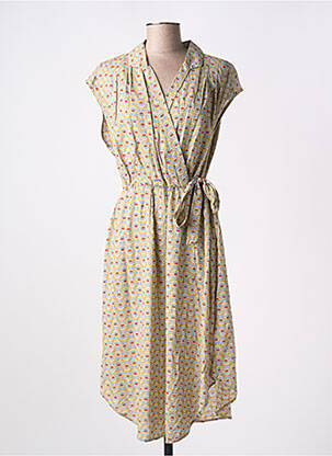 Robe mi-longue imprimé fantaisie manches courtes beige BLUTSGESCHWISTER femme