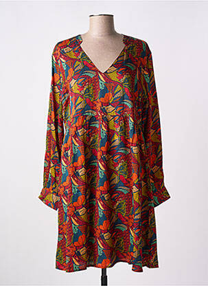 Robe mi-longue imprimé fleurs manches longues rouge LA FIANCÉE femme