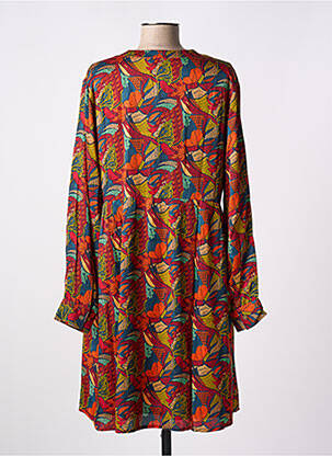Robe mi-longue imprimé fleurs manches longues rouge LA FIANCÉE femme