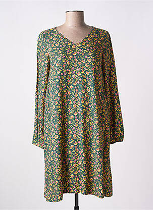Robe mi-longue imprimé fleurs manches longues vert LA FIANCÉE femme