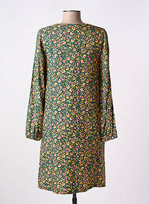 Robe mi-longue imprimé fleurs manches longues vert LA FIANCÉE femme