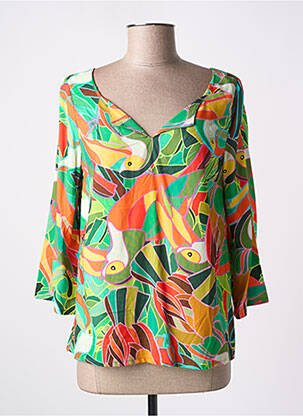 Blouse imprimé fantaisie manches 3/4 vert LA FIANCÉE femme