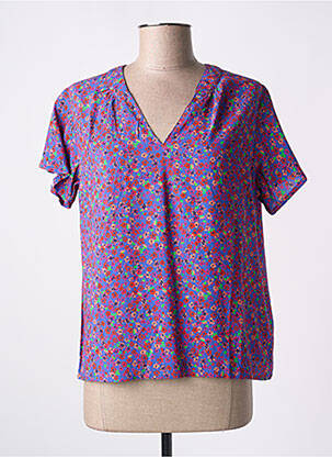 Blouse tissage popeline manches courtes violet PRINCESSE NOMADE femme